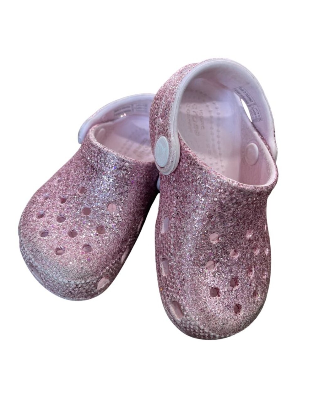 Crocs Classic Glitter Clog Toddler Girls Size 7 Pink Waterproof Slip on Shoes - Picture 1 of 8